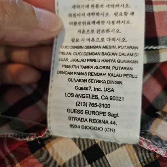 Guess LA 1981 Women's Red Plaid Western Pearl Snap Buttons Cotton Shirt Size L. - Picture 7 of 8